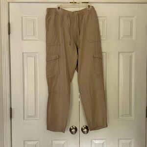 Yest Linen Style Khaki Drawstring / Elastic Waste Pants